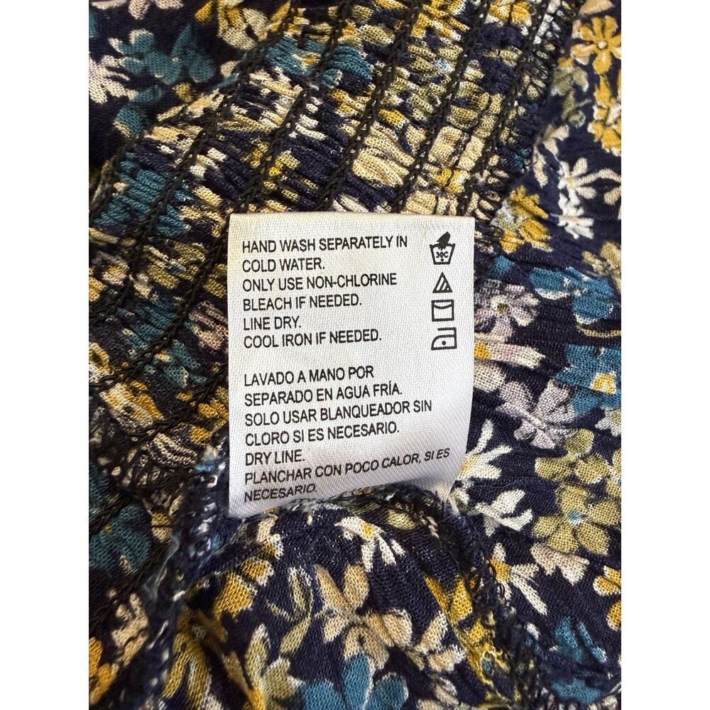 Patrons of Peace Women Medium Blouse Navy Floral Peplum Long Sleeve Peasant NWOT - Picture 6 of 8
